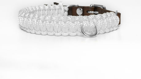 Molly & Stitch Hundehalsband Touch of Leather Leder Silber/Snow Größe S – Bild 1 von 1
