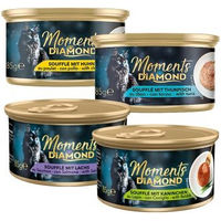 Produktbild von MOMENTS Diamonds Nassfutter Katze Adult Mousse Mixpaket Huhn Kaninchen Lachs Thunfisch Getreidefrei 24x85 g
