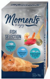 MOMENTS Fish Selection Katzenfutter Stückchen in Sauce mit Thunfisch und Garnele getreidefrei 6x70g - 6 x 70 g – Bild 1 von 3