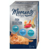 Produktbild von MOMENTS Fish Selection Katzenfutter Stückchen in Sauce mit Thunfisch und Garnele getreidefrei 6x70g - 6 x 70 g