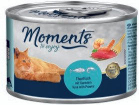 Produktbild von MOMENTS Katzenfutter Adult Thunfisch mit Garnelen getreidefrei 24x140 g - 24 x 140 g