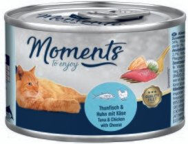 Produktbild von MOMENTS Katzenfutter Adult Thunfisch und Huhn mit Käse getreidefrei 24x140 g - 24 x 140 g