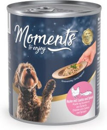Produktbild von MOMENTS Nassfutter Hund Adult Huhn mit Lachs und Spinat Stückchen in Sauce 6x220 g - 6 x 220 g
