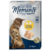 Produktbild von MOMENTS Soft Rolls Leckerli für Katzen Huhn mit Creme getreidefrei und ohne Zucker 6x4x10g
