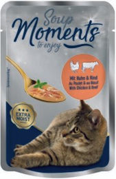 Produktbild von MOMENTS Soup Nassfutter Katze Adult Huhn und Rind 48x40 g - 48 x 40 g