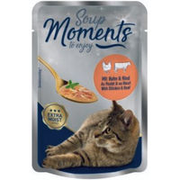 Produktbild von MOMENTS Suppe Nassfutter Katze Adult Huhn und Rind mit Stückchen in Sauce 12x40 g - 12 x 40 g