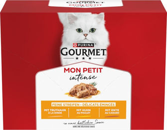 Mon Petit Gourmet Mixpaket Katzenfutter Adult Stückchen in Sauce Ente Huhn Truthahn 12 x 50 g – Bild 1 von 1