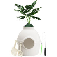 Produktbild von Mondeer 2-in-1 Katzentoilette und Schlafhöhle mit Deko-Pflanze aus Kunststoff in Weiß