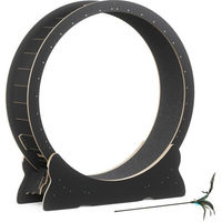 Produktbild von Mondeer Katzenlaufrad Intelligenzspielzeug aus Naturholz in Schwarz mit leisem Scrollrad und Sicherheitsschloss-Design