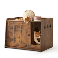 Produktbild von Mondeer Katzenschrank Katzenhaus mit Katzenhöhle und Türen aus Holz in Vintagebraun