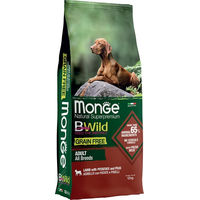 Produktbild von Monge Bwild Getreidefreies Trockenfutter für erwachsene Hunde mit Lamm, 2 x 12 kg - 2500 g