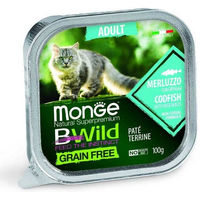 Produktbild von Monge Bwild Katzen Nassfutter Adult Pastete mit Kabeljau, Huhn und Schwein getreidefrei 100 g - 100 g