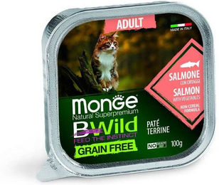 Produktbild von Monge BWild Katzen Nassfutter Adult Pastete mit Lachs Huhn und Schwein getreidefrei 100 g - 100 g