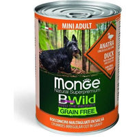 Produktbild von Monge BWild Mini Adult Hundefutter Getreidefreies Nassfutter Ente mit Schwein und Huhn in Sauce 400g - 400 g