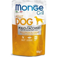 Produktbild von MONGE Hundefutter Grill Hähnchenstücke mit Truthahn in Sauce getreidefrei 100g