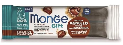 Monge Meat Bars Sensitive Digestion Belohnungssnack für erwachsene Hunde mit Lamm und Kastanien getreidefrei 2x40 g – Bild 1 von 2