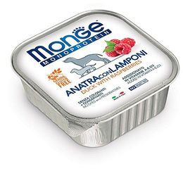 Produktbild von Monge Monoprotein Hund Nassfutter Ente mit Himbeeren ohne Farb- und Konservierungsstoffe 150 g - 150 g