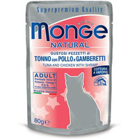 Produktbild von MONGE Nassfutter Leckerli Thunfisch mit Hühnchen und Garnelen 80 g - 80 g