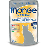 Produktbild von Monge Natural Kitten Nassfutter Thunfisch mit Hühnerleber 80g - 80 g