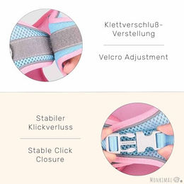 Monkimau Atmungsaktives Hundegeschirr mit Leine aus Mesh und Nylon für kleine Hunde und Katzen Blau-Grau Größe L - 150 cm – Bild 1 von 7