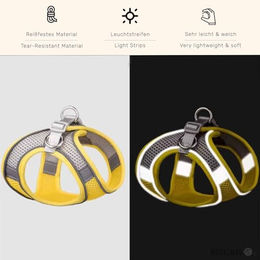 Monkimau Atmungsaktives Hundegeschirr mit Leine aus Nylon und Mesh für kleine Hunde und Katzen in Schwarz Größe M - 150 cm – Bild 1 von 2