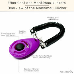 Monkimau Clicker aus Edelstahl in Lila für Hund und Katze – Bild 1 von 10