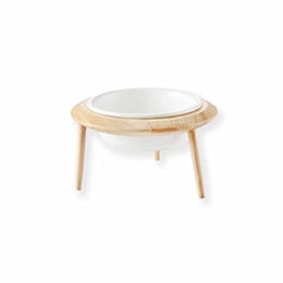 Monkimau Erhöhter Futternapf aus Keramik mit Holzständer für Hunde und Katzen Weiß 480ml - 480 ml – Bild 1 von 2