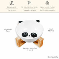 Produktbild von Monkimau Futternapf aus Keramik für Hunde und Katzen mit Panda Motiv in Weiß - 850 ml