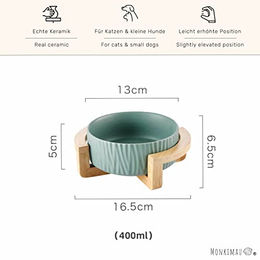 MONKIMAU Futternapf aus Keramik für kleine Hunde und Katzen in Grün - 400 ml – Bild 1 von 2