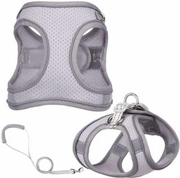 Monkimau Geschirr für Hund und Katze mit Leine XS Grau aus Polyester – Bild 1 von 5