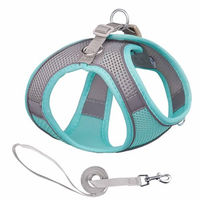 Produktbild von Monkimau Halsband und Leine Set aus Mesh und Nylon für Hunde und Katzen in Grün-Grau Größe XS - 150 cm