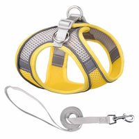 Produktbild von Monkimau Halsband und Leine Set aus Mesh und Nylon in Gelb-Grau Größe S - 150 cm