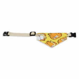 Monkimau Hunde-Set bestehend aus Nylon-Halsband mit Klickverschluss und buntem Baumwoll-Halstuch mit Katzenmotiv für mittelgroße Hunde – Bild 1 von 8