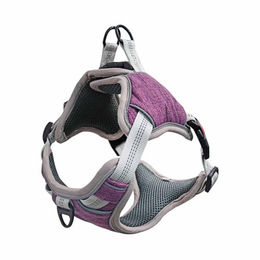 Monkimau Hundegeschirr gepolstert und atmungsaktiv für Welpen mit Reflexstreifen in Lila Größe S - 1 Stk. – Bild 1 von 7