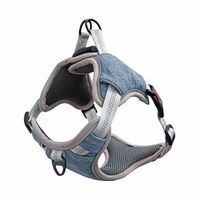 Produktbild von Monkimau Hundegeschirr gepolstertes Brustgeschirr für Welpen und Hunde mit Reflexstreifen blau Größe S - 1 Stk.