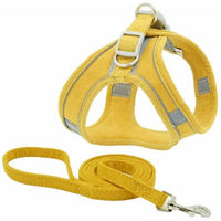 Produktbild von Monkimau Hundegeschirr mit Führleine für Hunde und Katzen aus Baumwolle Gelb Größe XS - 150 cm