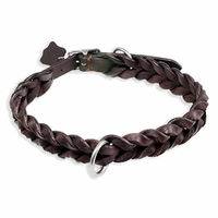Produktbild von MONKIMAU Hundehalsband aus echtem Leder braun geflochten verstellbar Größe XS - 1 Stk.