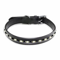 Produktbild von Monkimau Hundehalsband aus echtem Leder mit Kristallen Schwarz S 20mm x 45cm - 1 Stk.