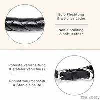 Produktbild von MONKIMAU Hundehalsband aus echtem Leder schwarz rund geflochten verstellbar S 10mm x 45cm - 1 Stk.