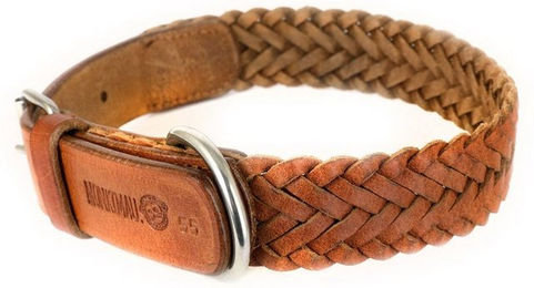 Monkimau Hundehalsband aus geflochtenem Echtleder Braun Größe S 27-33cm - 1 Stk. – Bild 1 von 12