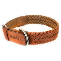 Produktbild von Monkimau Hundehalsband aus geflochtenem Echtleder Braun Größe S 27-33cm - 1 Stk.