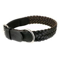 Produktbild von Monkimau Hundehalsband aus geflochtenem Leder in Schwarz XS - 1 Stk.