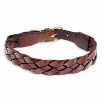 Produktbild von Monkimau Hundehalsband aus Leder braun breit geflochten wasserabweisend XS - 1 Stk.