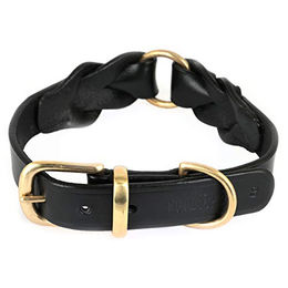 MONKIMAU Hundehalsband aus Leder geflochten schwarz verstellbar Größe S 31-36 cm - 1 Stk. – Bild 1 von 7