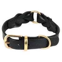 Produktbild von MONKIMAU Hundehalsband aus Leder geflochten schwarz verstellbar Größe S 31-36 cm - 1 Stk.