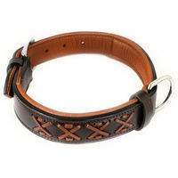 Produktbild von Monkimau Hundehalsband aus Leder gepolstert und geflochten Braun XS - 1 Stk.