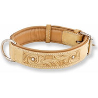 Produktbild von Monkimau Hundehalsband aus Leder in Beige mit handgeschnitzten Kristallen für erwachsene Hunde