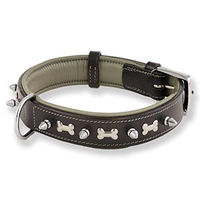 Produktbild von Monkimau Hundehalsband aus Leder mit Nieten gepolstert schwarz XS-S - 1 Stk.
