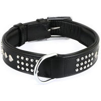 Produktbild von Monkimau Hundehalsband aus Leder mit Nieten Schwarz Silber Größe S