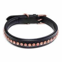 Produktbild von Monkimau Hundehalsband aus Leder Schwarz mit Rosegold Kristallen XS - 1 Stk.
